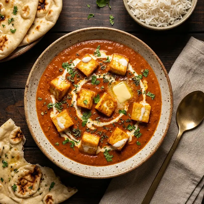 A crowd favorite! Creamy and rich curry with paneer in a buttery tomato sauce.